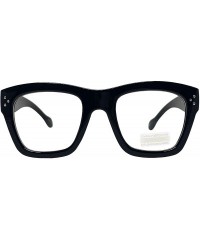 Oval Vintage Inspired Geek Oversized Square Thick Horn Rimmed Eyeglasses Clear Lens - Black 00013 - CZ18AOI5KR0 $9.68