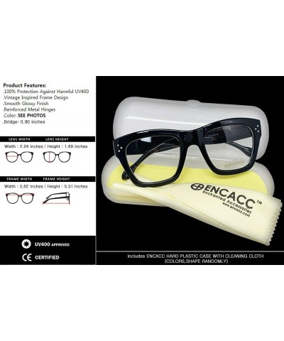 Oval Vintage Inspired Geek Oversized Square Thick Horn Rimmed Eyeglasses Clear Lens - Black 00013 - CZ18AOI5KR0 $9.68