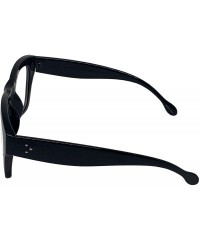 Oval Vintage Inspired Geek Oversized Square Thick Horn Rimmed Eyeglasses Clear Lens - Black 00013 - CZ18AOI5KR0 $9.68