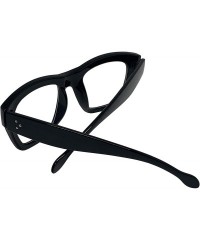 Oval Vintage Inspired Geek Oversized Square Thick Horn Rimmed Eyeglasses Clear Lens - Black 00013 - CZ18AOI5KR0 $9.68