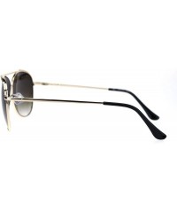 Round Rhinestone Lash Trim Sparkling Bling Womens Officer Style Metal Sunglasses - Gold Black Brown - CJ18QSNTG5X $15.74