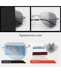 Square Pilot RimlTitanium Polarized Sunglasses Men Vintage Ultralight Er Metal Photochromic Sun Glasses Women - C8 - CH198AIM...