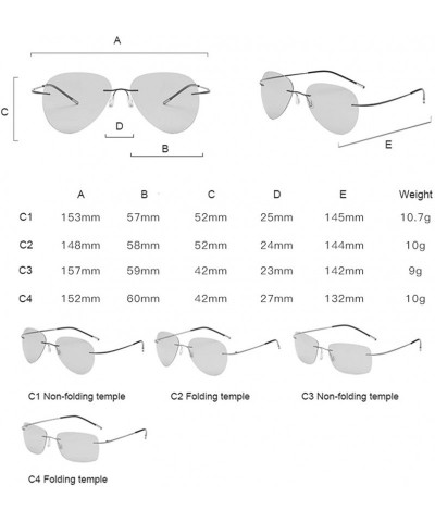 Square Pilot RimlTitanium Polarized Sunglasses Men Vintage Ultralight Er Metal Photochromic Sun Glasses Women - C8 - CH198AIM...