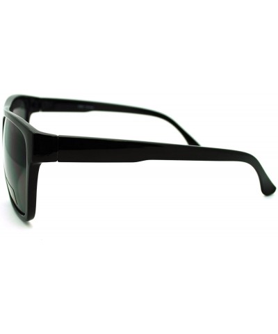 Oversized All Black Oversized Flat Top Hip Hop Gangster Mob Manly Sunglasses - CC11HV9P9SD $8.54