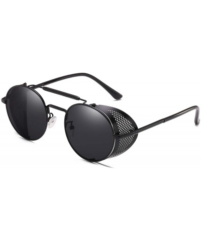 Round Sunglasses Steampunk Vintage Colored - Black - C918SRC08CM $25.06