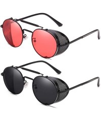 Round Sunglasses Steampunk Vintage Colored - Black - C918SRC08CM $10.30