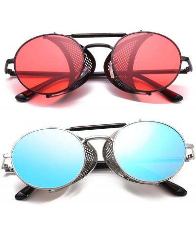 Round Sunglasses Steampunk Vintage Colored - Black - C918SRC08CM $10.30