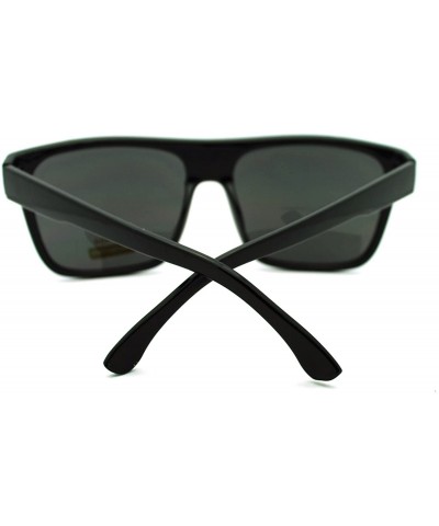 Oversized All Black Oversized Flat Top Hip Hop Gangster Mob Manly Sunglasses - CC11HV9P9SD $18.60