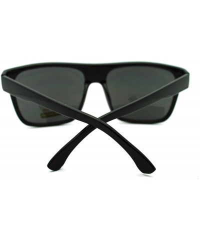 Oversized All Black Oversized Flat Top Hip Hop Gangster Mob Manly Sunglasses - CC11HV9P9SD $8.54