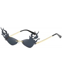 Rimless Rimless Retro Batman Vintage Fashion Style Sunglasses Steampunk Eyewear - Fire Flame Grey - CK196ALMADD $16.03