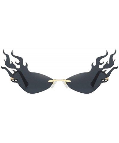 Rimless Rimless Retro Batman Vintage Fashion Style Sunglasses Steampunk Eyewear - Fire Flame Grey - CK196ALMADD $16.03