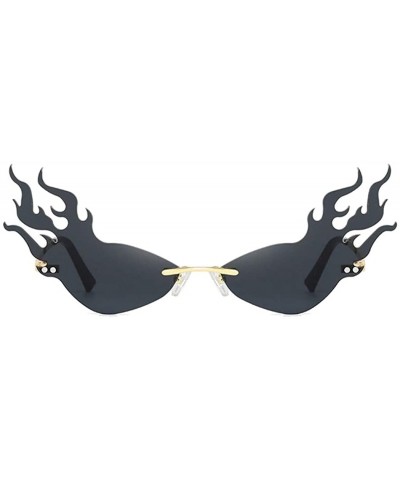 Rimless Rimless Retro Batman Vintage Fashion Style Sunglasses Steampunk Eyewear - Fire Flame Grey - CK196ALMADD $16.03