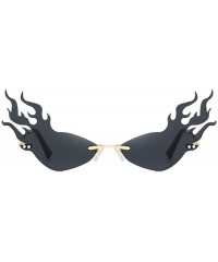Rimless Rimless Retro Batman Vintage Fashion Style Sunglasses Steampunk Eyewear - Fire Flame Grey - CK196ALMADD $16.03