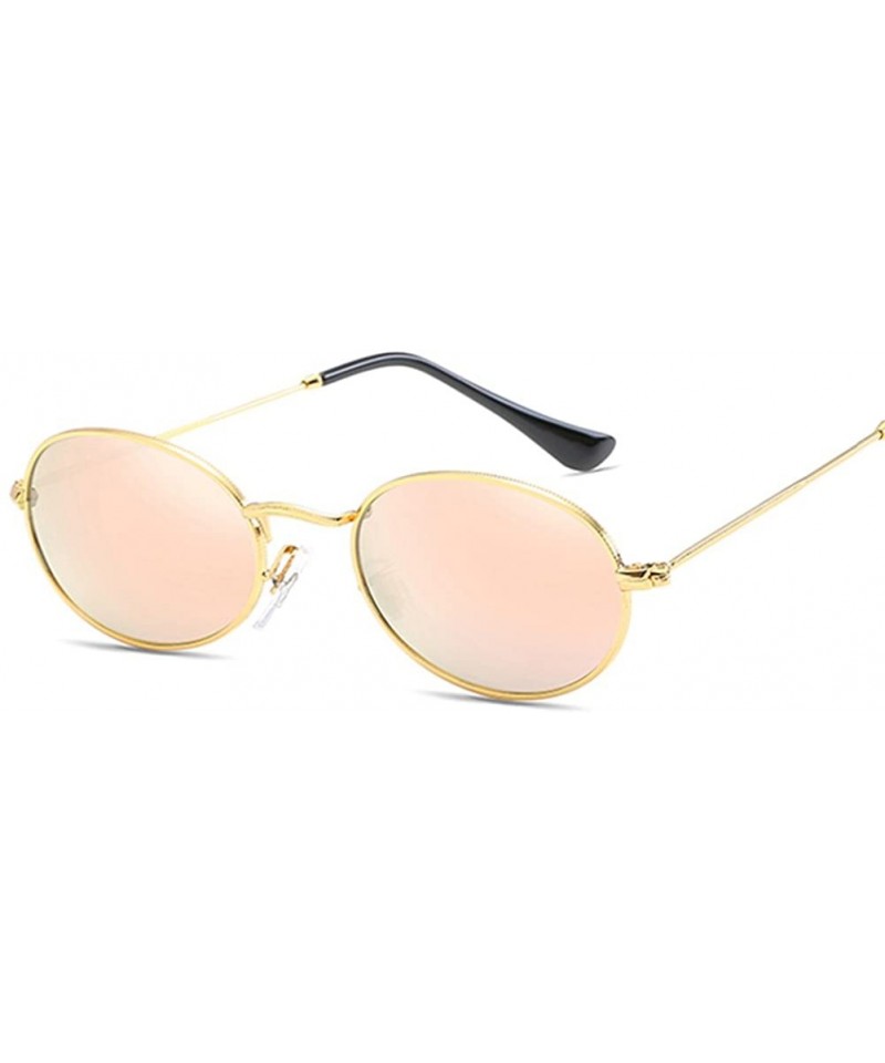 Oval Small Oval Sunglasses Men Retro Sun Glasses for Women Accessories Summer Beach - Pink Mirror - C018DTS0X55 $8.55