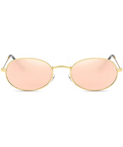 Oval Small Oval Sunglasses Men Retro Sun Glasses for Women Accessories Summer Beach - Pink Mirror - C018DTS0X55 $8.55