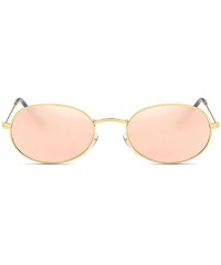 Oval Small Oval Sunglasses Men Retro Sun Glasses for Women Accessories Summer Beach - Pink Mirror - C018DTS0X55 $8.55