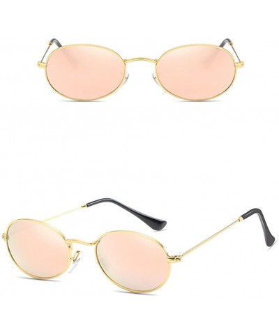 Oval Small Oval Sunglasses Men Retro Sun Glasses for Women Accessories Summer Beach - Pink Mirror - C018DTS0X55 $8.55