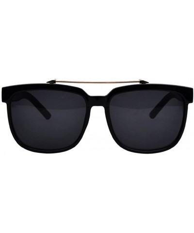 Square Lovers Sunglasses Big Sizes Frame Cool Metal Connect The Lens 55mm - Black/Black - CW11AQ7S89N $18.63