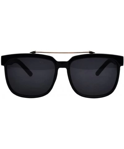Square Lovers Sunglasses Big Sizes Frame Cool Metal Connect The Lens 55mm - Black/Black - CW11AQ7S89N $7.80
