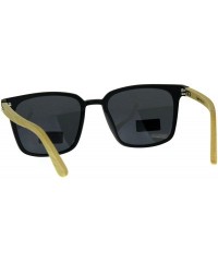 Rectangular Mens Bamboo Wood Oversize Rectangular Horn Rim Sunglasses - Matte Black - CP180UMHYKE $13.17