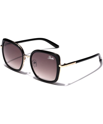 Oversized Oversized Square Women's Vintage Fashion Statement Sunglasses Medium-Large - Black - CU1252TG1EJ $21.47