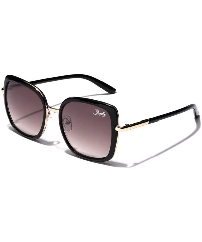 Oversized Oversized Square Women's Vintage Fashion Statement Sunglasses Medium-Large - Black - CU1252TG1EJ $21.76