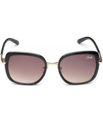 Oversized Oversized Square Women's Vintage Fashion Statement Sunglasses Medium-Large - Black - CU1252TG1EJ $8.70