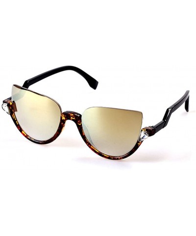 Rimless 100% Cute Brave Designed Half Fame Cateye Women's Sunglasses Lens 52mm - Black/Brown - CA12E0NTLSL $34.21