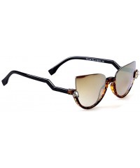 Rimless 100% Cute Brave Designed Half Fame Cateye Women's Sunglasses Lens 52mm - Black/Brown - CA12E0NTLSL $22.96