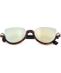 Rimless 100% Cute Brave Designed Half Fame Cateye Women's Sunglasses Lens 52mm - Black/Brown - CA12E0NTLSL $22.96