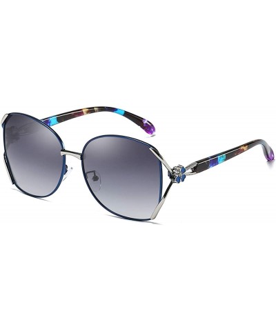 Semi-rimless Women's Square Metal Polarized HD Sunglasses with Vented Temple 100% UV Protection - B - CR198OE7IGL $31.84