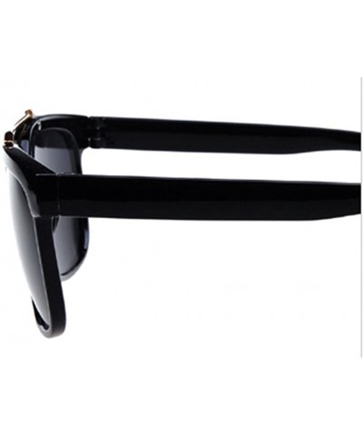 Square Lovers Sunglasses Big Sizes Frame Cool Metal Connect The Lens 55mm - Black/Black - CW11AQ7S89N $18.37