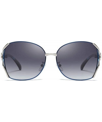 Semi-rimless Women's Square Metal Polarized HD Sunglasses with Vented Temple 100% UV Protection - B - CR198OE7IGL $18.19