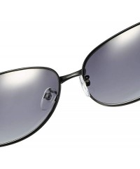 Semi-rimless Women's Square Metal Polarized HD Sunglasses with Vented Temple 100% UV Protection - B - CR198OE7IGL $18.19
