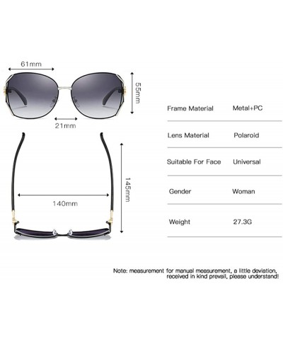 Semi-rimless Women's Square Metal Polarized HD Sunglasses with Vented Temple 100% UV Protection - B - CR198OE7IGL $18.19