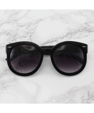 Round Addison - Classic Large Round Sunglasses - Black - CP196ROC5OZ $12.22