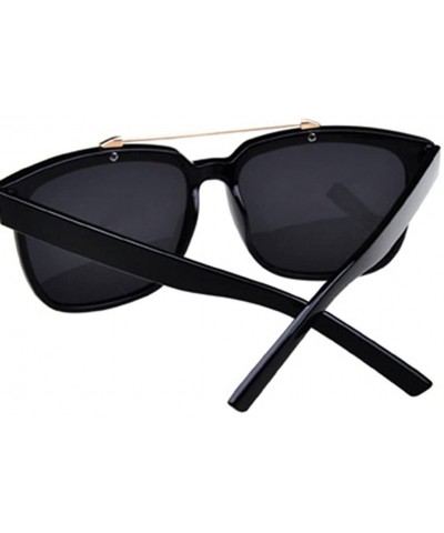 Square Lovers Sunglasses Big Sizes Frame Cool Metal Connect The Lens 55mm - Black/Black - CW11AQ7S89N $18.37