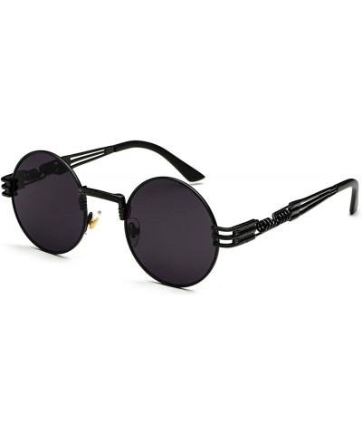 Square Vintage Round Metal Frame Glasses Steampunk Sunglasses for Men or Women234 - Black-black - CR185UC2TG2 $19.51