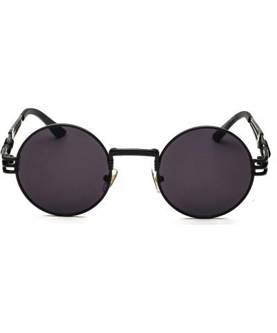 Square Vintage Round Metal Frame Glasses Steampunk Sunglasses for Men or Women234 - Black-black - CR185UC2TG2 $12.02