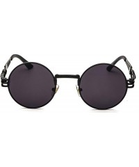 Square Vintage Round Metal Frame Glasses Steampunk Sunglasses for Men or Women234 - Black-black - CR185UC2TG2 $12.02