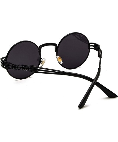 Square Vintage Round Metal Frame Glasses Steampunk Sunglasses for Men or Women234 - Black-black - CR185UC2TG2 $12.02