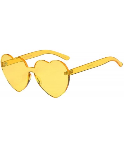 Oversized Women Fashion Heart-Shaped Shades Sunglasses Integrated UV Candy Colored Glasses - D - CT190OHRGNO $22.39