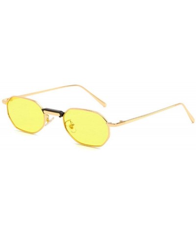 Square Ultra light Lady Square Sun Protection Sunglasses Brand Designer Small Metal frame glasses - Yellow - CQ18SMA30G2 $24.06