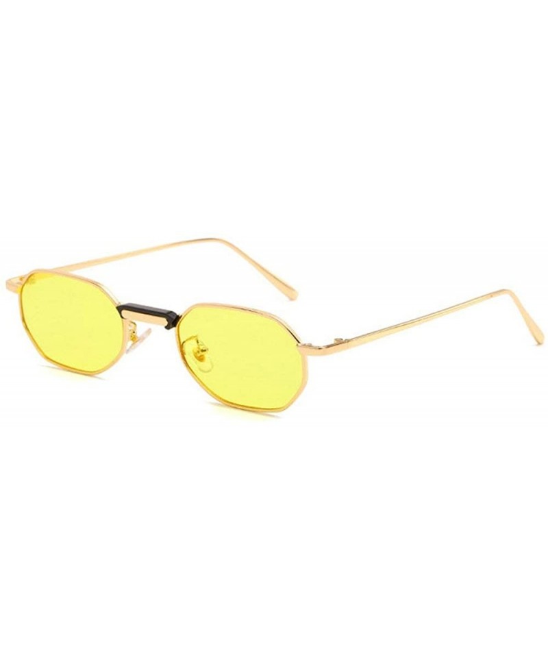 Square Ultra light Lady Square Sun Protection Sunglasses Brand Designer Small Metal frame glasses - Yellow - CQ18SMA30G2 $22.56