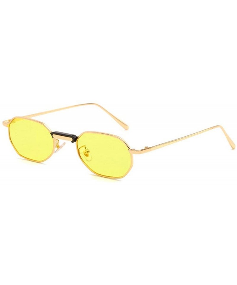 Square Ultra light Lady Square Sun Protection Sunglasses Brand Designer Small Metal frame glasses - Yellow - CQ18SMA30G2 $9.32