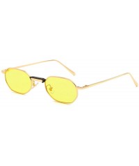 Square Ultra light Lady Square Sun Protection Sunglasses Brand Designer Small Metal frame glasses - Yellow - CQ18SMA30G2 $22.56