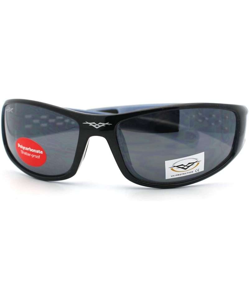 Mens Sports Sunglasses Oval Frame Active Fashion Eyewear - Black/Blue -  C311CCKIA5T