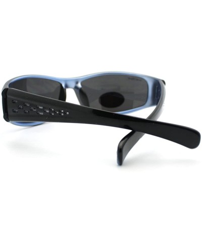 Oval Mens Sports Sunglasses Oval Frame Active Fashion Eyewear - Black/Blue - C311CCKIA5T $8.73