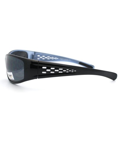 Oval Mens Sports Sunglasses Oval Frame Active Fashion Eyewear - Black/Blue - C311CCKIA5T $8.73