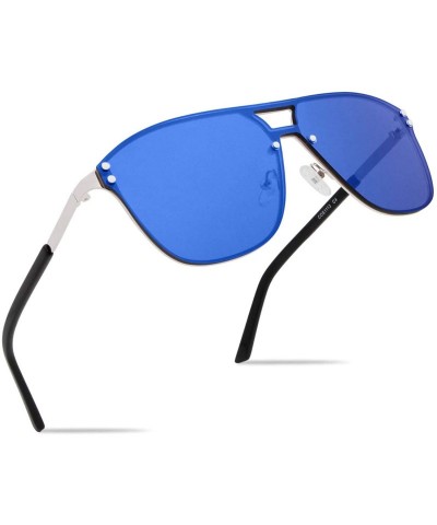 Oversized Rimless Mirrored Sunglasses Fashion Oversized for Women Men COS1113 - C4-blue - CS18W4Y2M5W $15.93